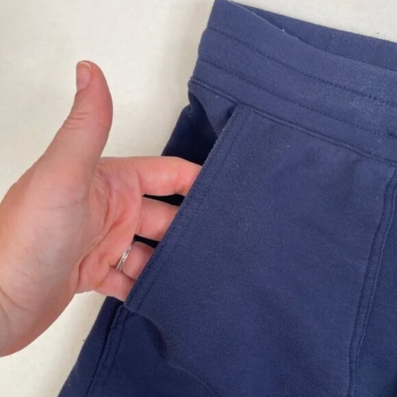 Quince Super Soft Fleece cropped wide leg pants navy Size medium - Picture 7 of 9